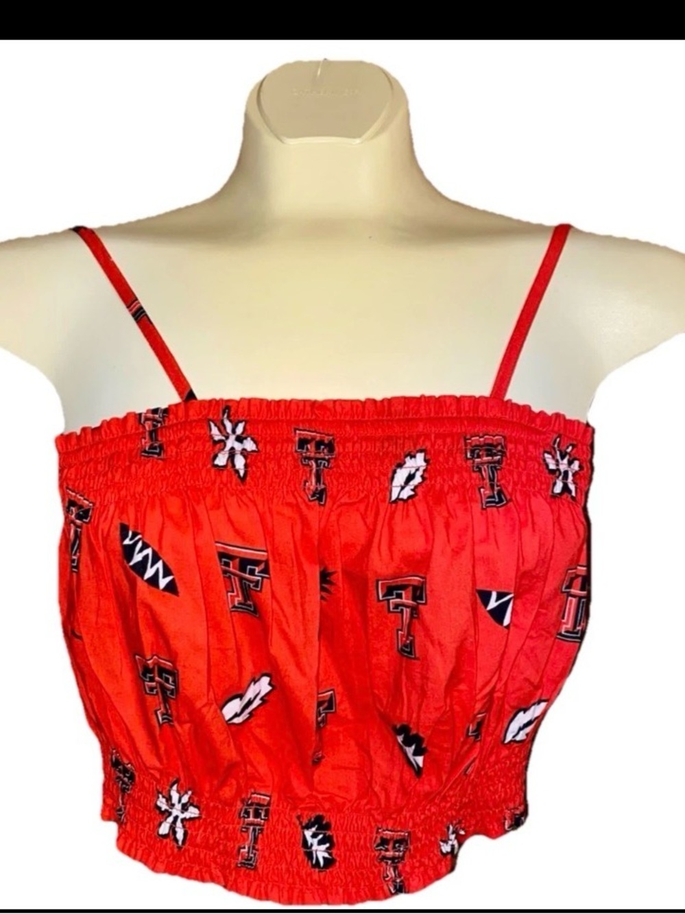 Texas Tech Beach Halter Crop Top Size Juniors Large Red Black